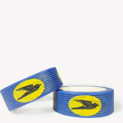 Masking Tape Wax Bleu Motif "Hirondelle"