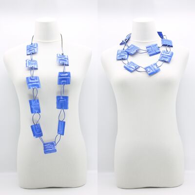 Collar Aqua Plain Blue Squares - Pintado a mano - Azul