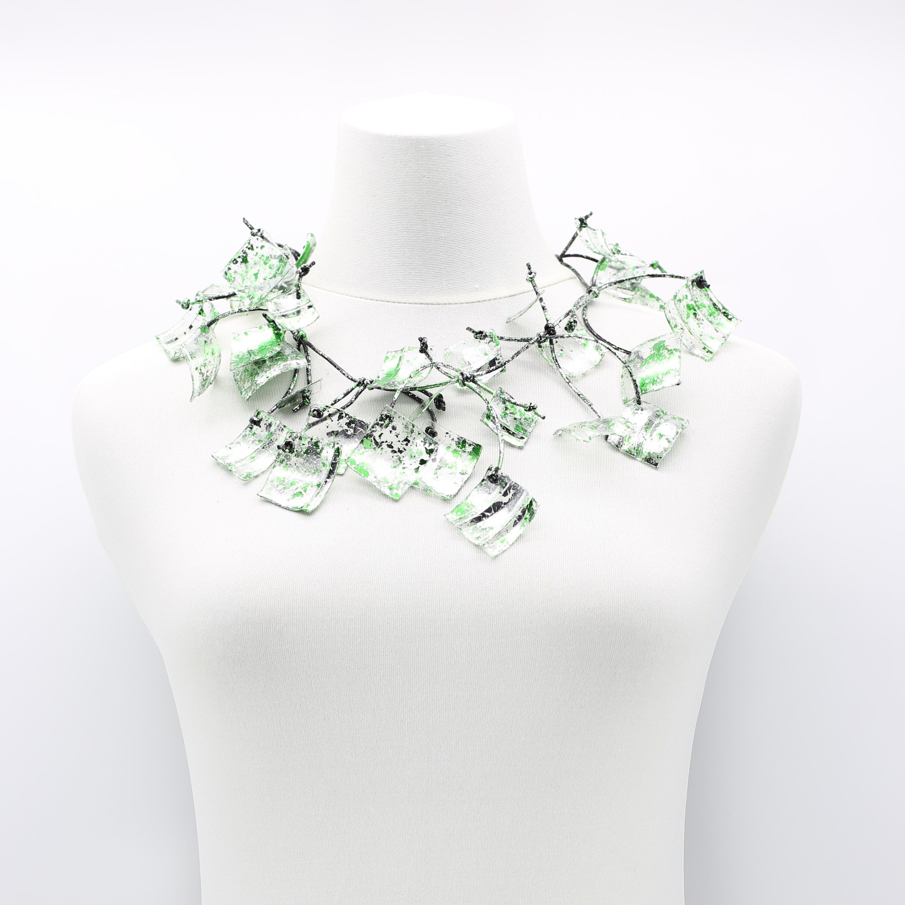 Upcycled Plastic Bottles Squares Hand gilded Necklace - Short -  Rose Gold