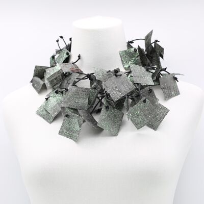 Recycled Paper Squares Necklace - Seaweed