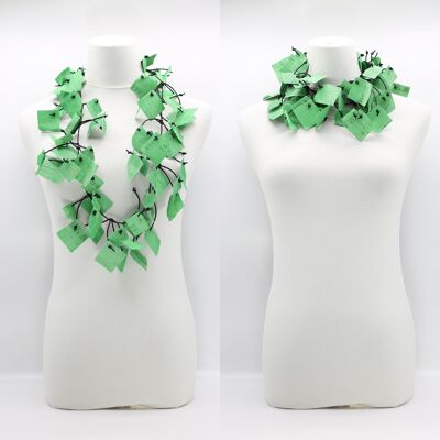 Recycled Paper Squares Necklace - Green