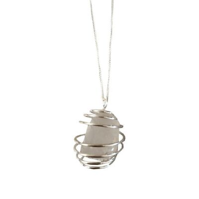 Spiral Tumbled Pendant, Clear Quartz