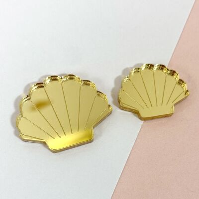 Scallop ring; sterling silver - mirror gold