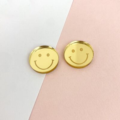 Smiley face acrylic studs - sterling silver - gold - heart eyes