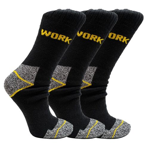 Thermo werksokken | heren sokken | zwart | set – 3 paar | Diverse maten