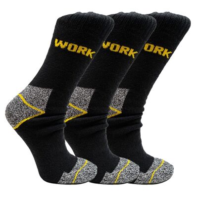 Chaussettes de travail thermiques | chaussettes homme | noir | ensemble – 3 paires | Différentes tailles