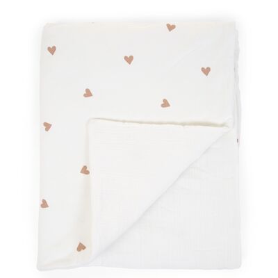 CHILDHOME, Blanket 80x100 jersey hearts + muslin - CHILDHOME