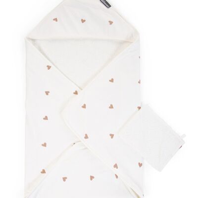 CHILDHOME, PARURE DE BAIN + GANT 80x80 JERSEY HEARTS - CHILDHOME