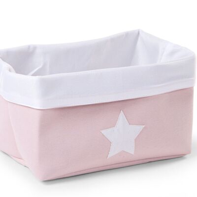 CHILDHOME, CESTO IN TELA 32x20x20 ROSA TENORE BIANCO - CHILDHOME