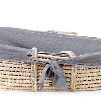 CHILDHOME, Soft cornhusk natural basket + mattress + gray jersey covering - CHILDHOME