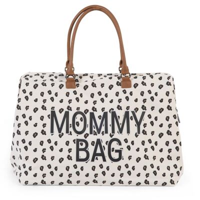 CHILDHOME, Mommy bag grande de lona leopardo