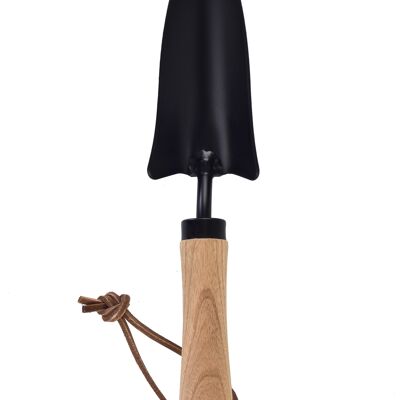 Black and wooden transplanter