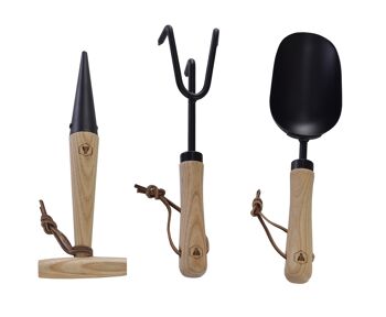 Kit 3 outils de plantation noirs et bois 1