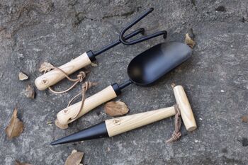 Kit 3 outils de plantation noirs et bois 2