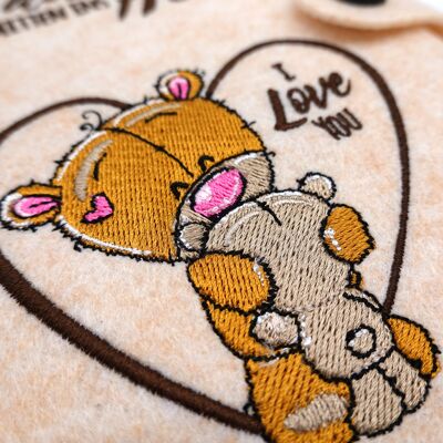 Mother-Child Passport cover handmade beige bear - From the stomach to the heart