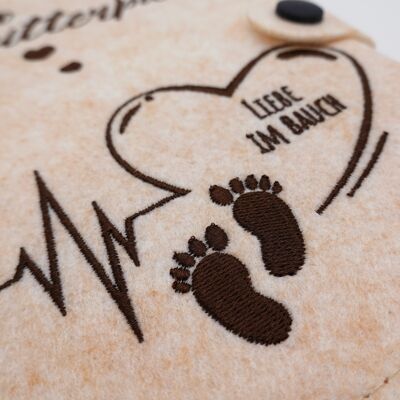 Mother-child passport cover handmade beige feet - love in the belly