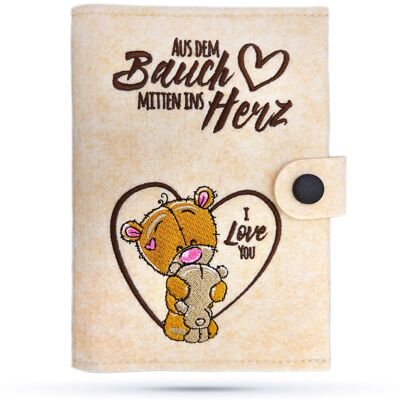 Mother's passport cover Mother's passport protective cover handmade beige bear - From the stomach to the heart