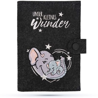 Mother's passport cover Mother's passport protective cover handmade dark gray elephant - Our little miracle