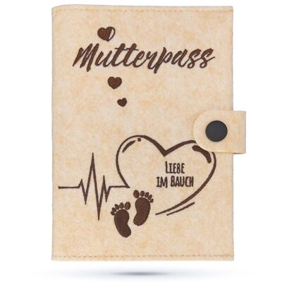 Cubierta del pasaporte de la madre Cubierta protectora del pasaporte de la madre Pies beige hechos a mano - amor en el estómago