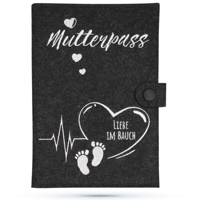 U-booklet cover children's examination booklet protective cover handmade dark gray little feet - love in the stomach