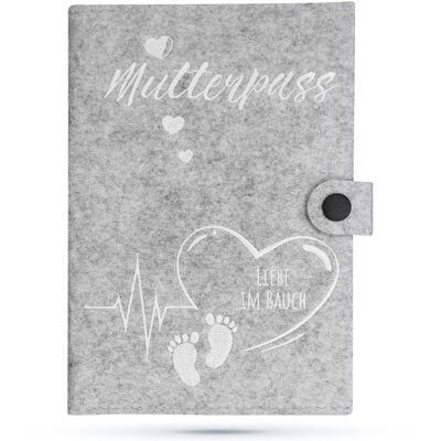 U-booklet cover children's examination booklet protective cover handmade light gray little feet - love in the stomach