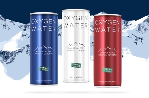 OXYGEN WATER® Bleu Blanc Rouge 250ML (48 de chaque couleur)