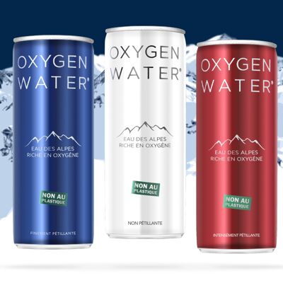 OXYGEN WATER® Bleu Blanc Rouge 250ML (48 de chaque couleur)