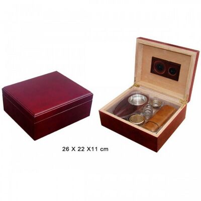 SET 25 Cigar HUMIDOR cherry + cenicero + cigarrera / 0160-C-SET