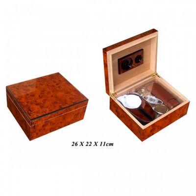 25 Cigar HUMIDOR brown + ashtray + cigar case SET / 0160-H-SET