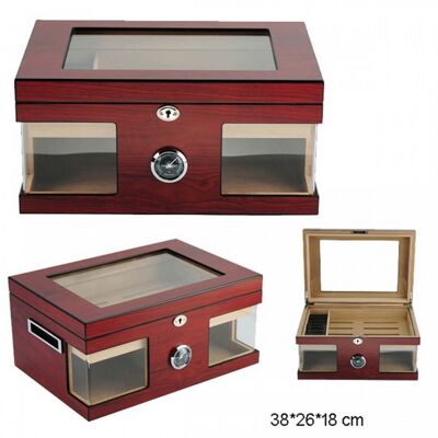 75 Cigar HUMIDOR with glass & hydrometer / 1366