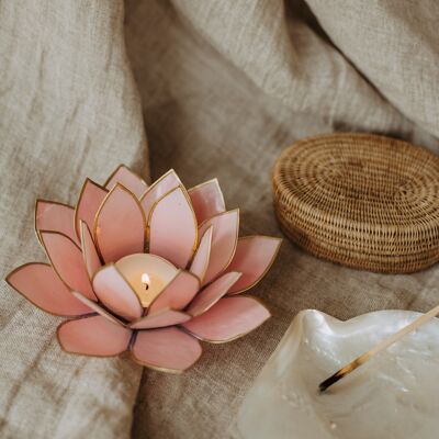 Lotus-Teelicht - Milky Rose