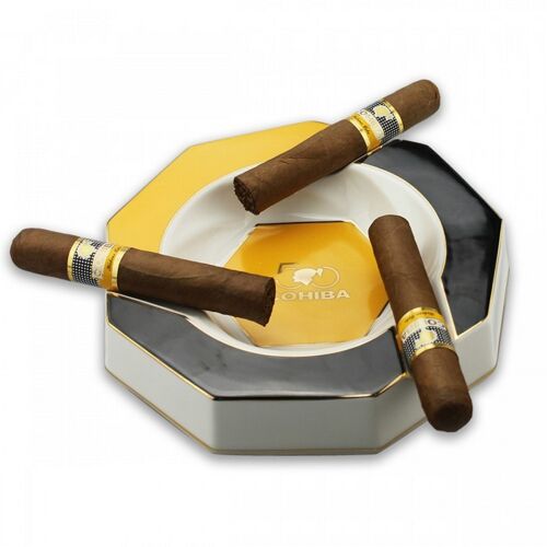 CERAMIC ASHTRAY 3 cigar COH. BLACK / ASH-308B