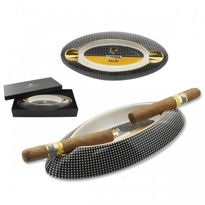 CERAMIC ASHTRAY 2 cigar COH. BLACK / ASH-280B