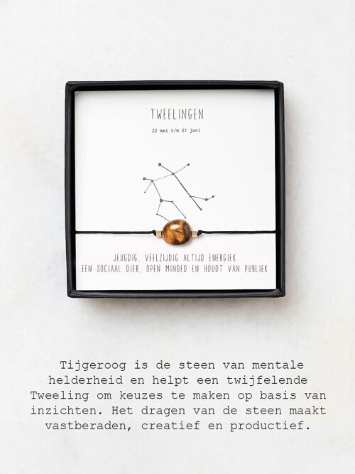 Tweelingen armbandje - Tijgeroog