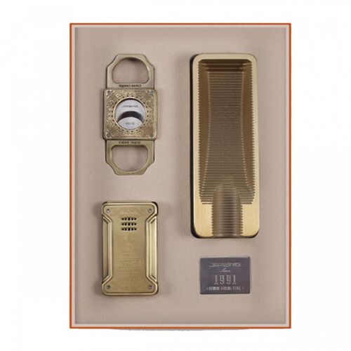 JIFENG SET cutter-lighter-ashtray gold / JF-SET-02-G