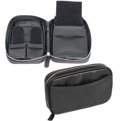 Cigar case - 5 cigars techno leather black / 0689-BL