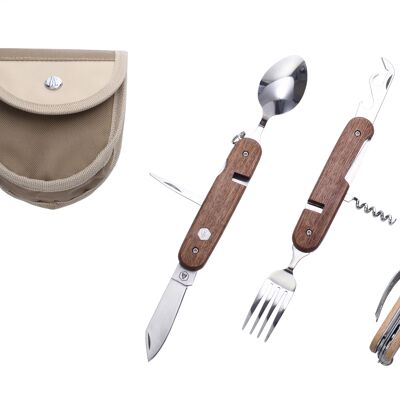 Folding hiking cutlery for 2 people