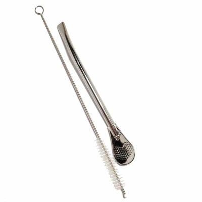 Stainless steel straw for mate with brush