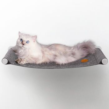 CozyCat - Le hamac pour chat en feutre | Le couchage spécial pour chats et matous ou chatons en 60x30cm jusqu'à 8kg gris anthracite | Couchette stable pour chat avec fixation murale 1