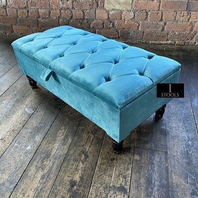 Aqua Ottoman Storage Bench - Teal aqua Without cushions Standard legs