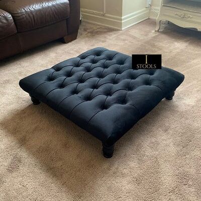 Black footstool square - Black Standard legs Without cushions