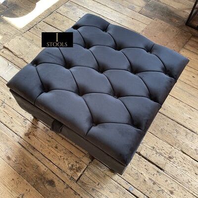 Black Square Ottoman Storage - Black Standard legs Without cushions