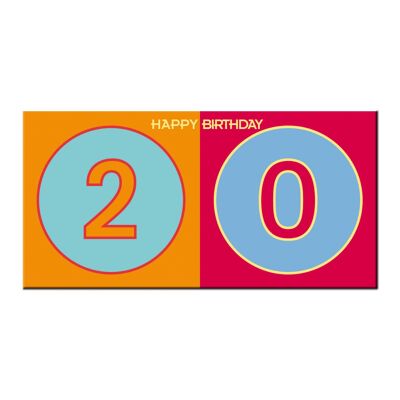 Zum 20. Geburtstag - HAPPY BIRTHDAY - Geburtstags-Klappkarte