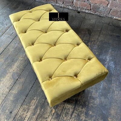 Mustard Gold Chesterfield Footstool - Mustard gold Standard legs 2 cushions with inlet