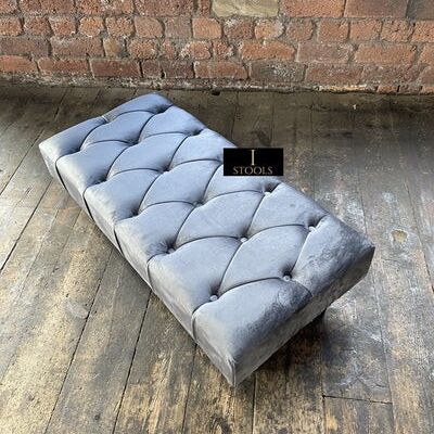 Dark grey Chesterfield Footstool - Dark grey Standard legs 2 cushions with insert