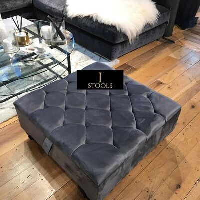 Dark grey Square Ottoman Storage - Dark grey Standard legs 2 cushions with insert
