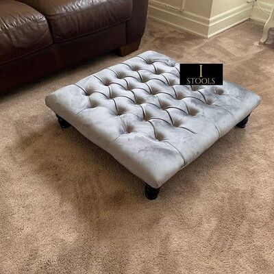 Grey footstool square - Grey Standard legs Withotu cushions