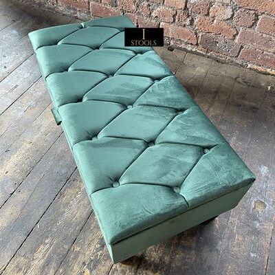 Green Ottoman Storage - Green Standard legs Without cushions