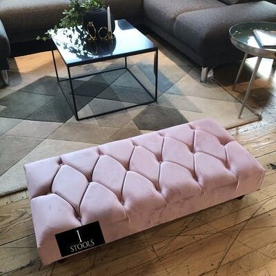 Pink Chesterfield Footstool