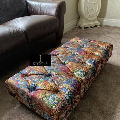 Stained glass fabric footstool